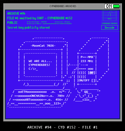 Archive 94, encrypted, stored inside Cypherdude 152